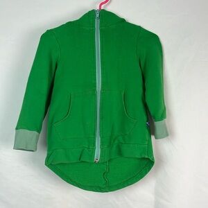 Kickee Pants green Dino spiked zipper hooded sweatshirt 4T